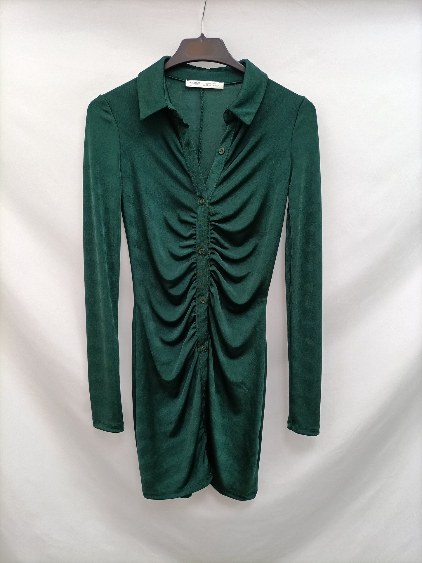 PULL&BEAR. Green Gathered Dress T.xs Hibuy market PULL&BEAR. Green Gathered Dress T.xs Hibuy market
