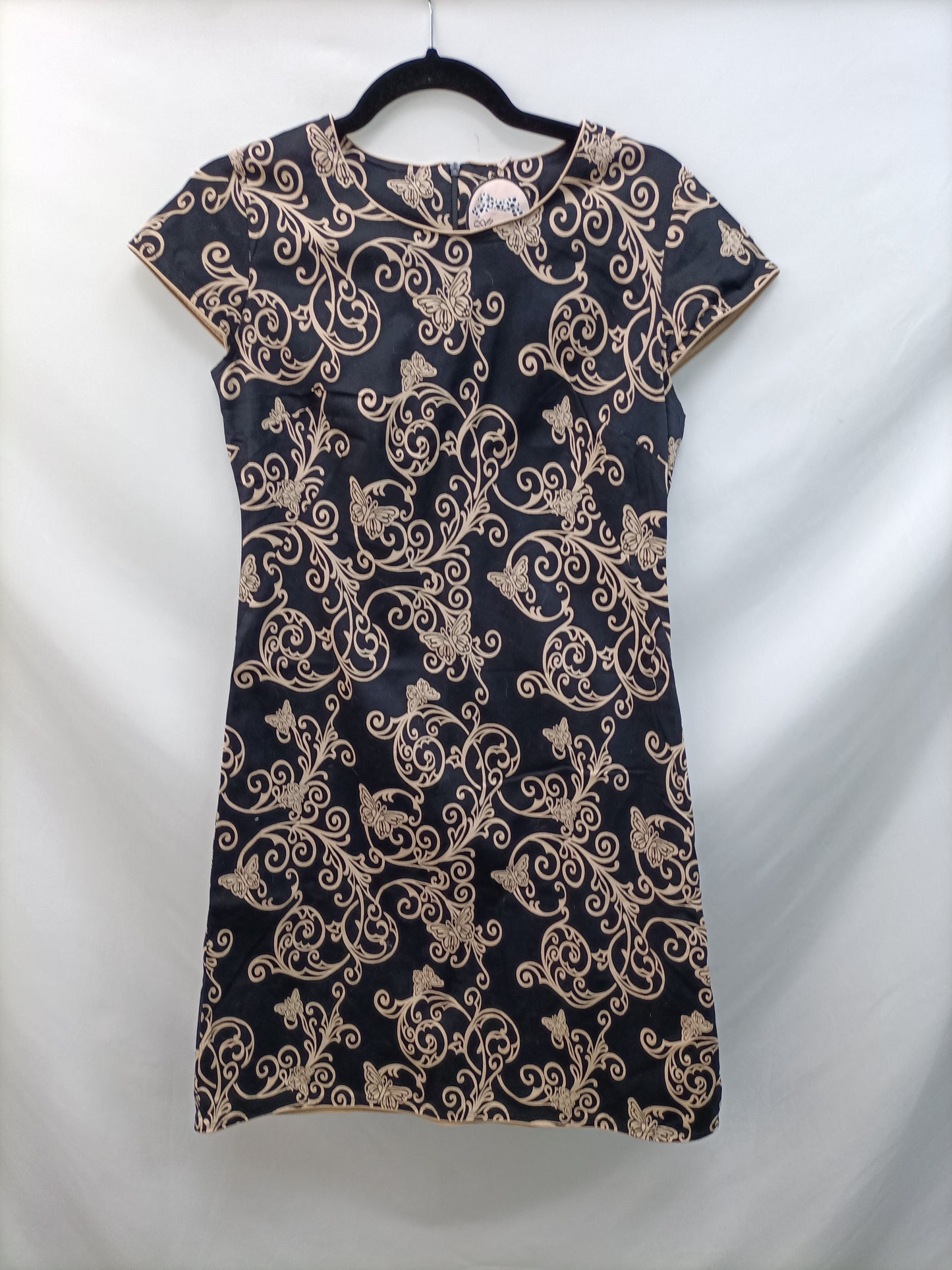 ALMATRICHI. Vestido negro flores T.40