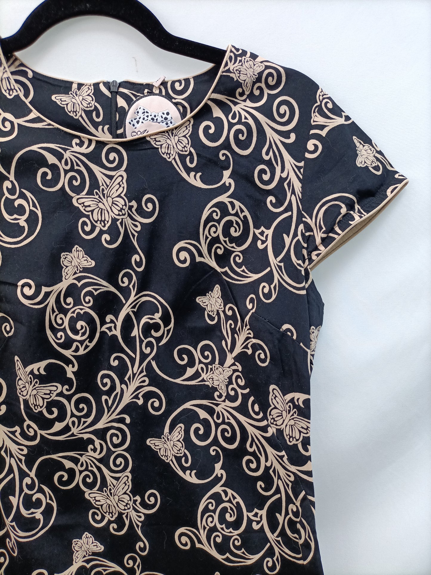 ALMATRICHI. Vestido negro flores T.40