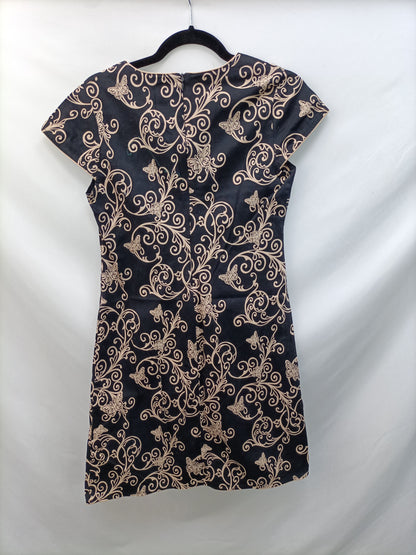 ALMATRICHI. Vestido negro flores T.40