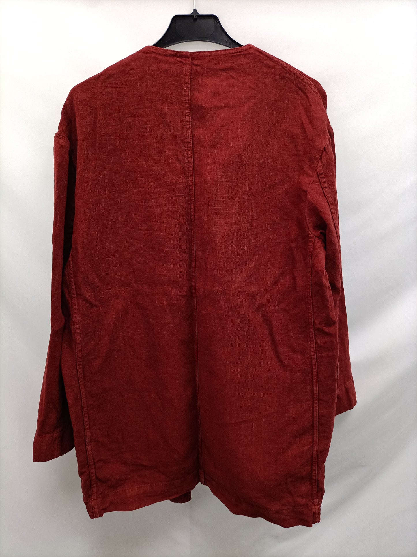 ZARA. Chaqueta burdeos lino T.xs
