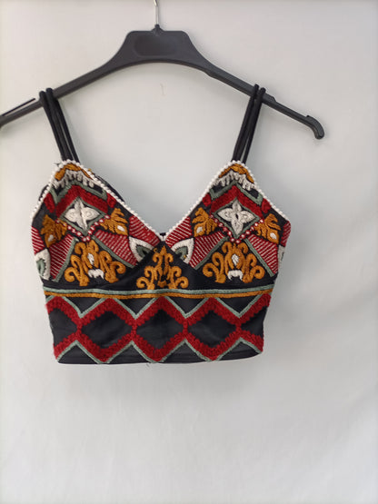 ZARA. Embroidered Crop Top Tm