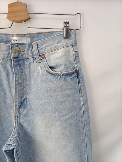 ZARA. Wide-leg ripped trousers, size 36