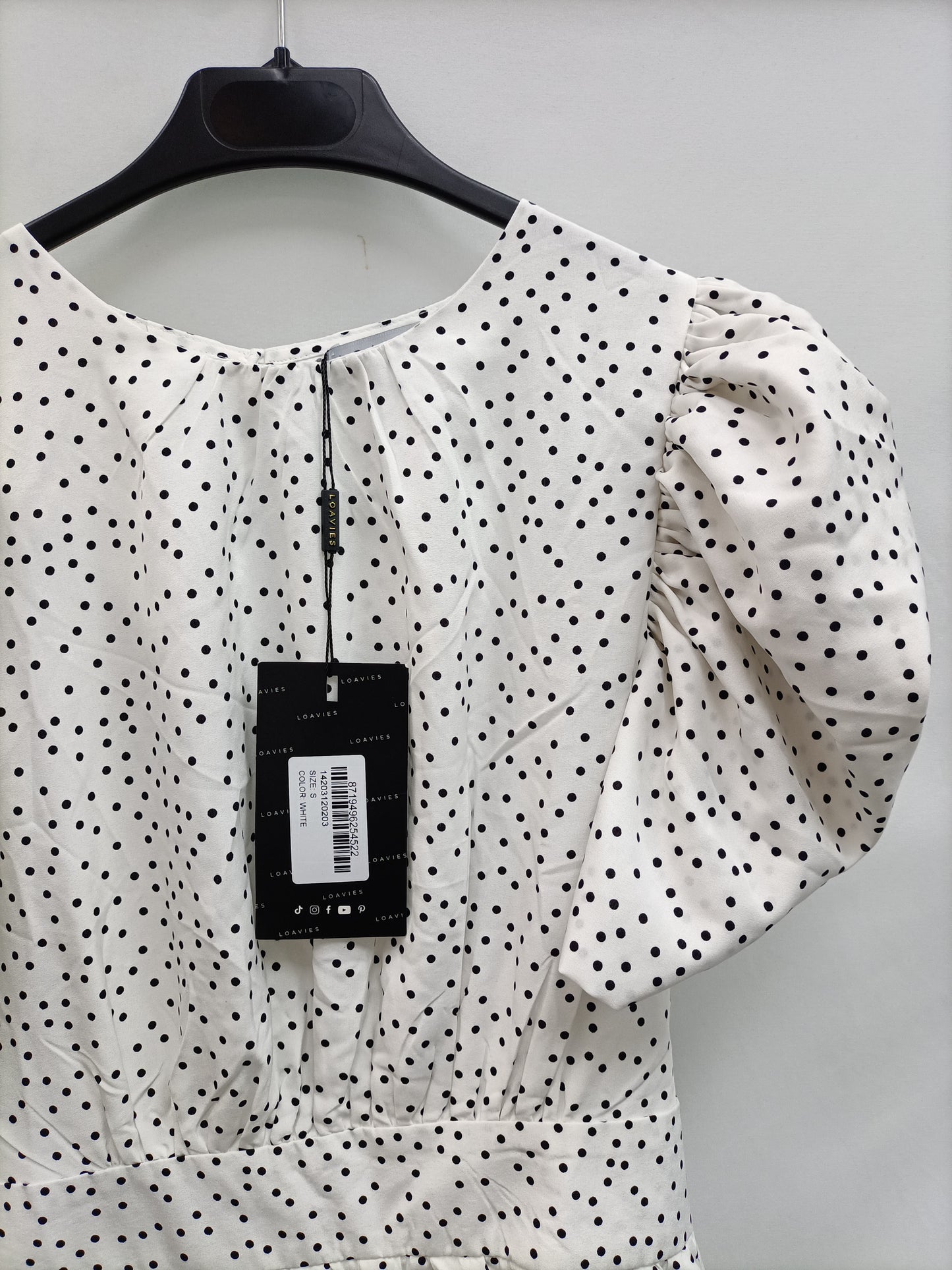 LOAVIES. White polka dot Ts jumpsuit