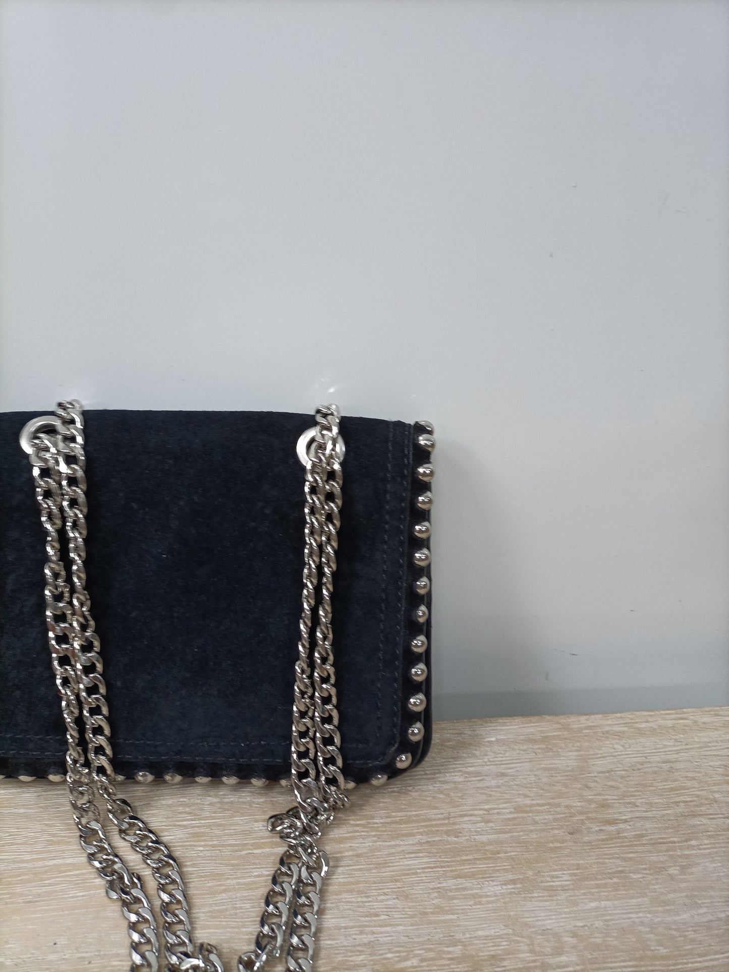 ZARA. Black waxed bag