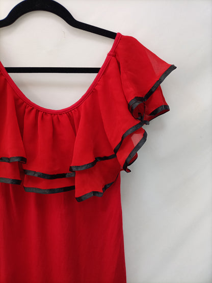 OTHERS. Red dress/top with ruffles Ts/m