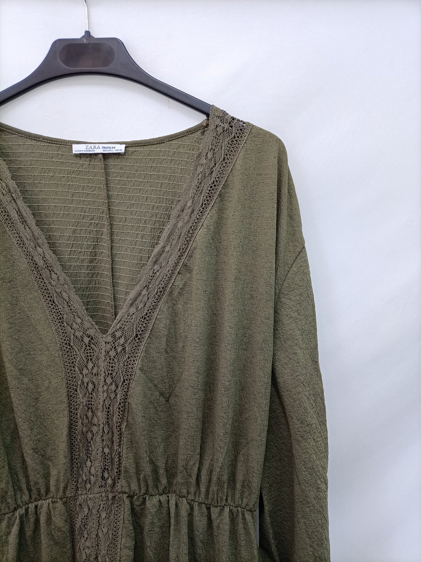 ZARA.Vestido largo verde T.l