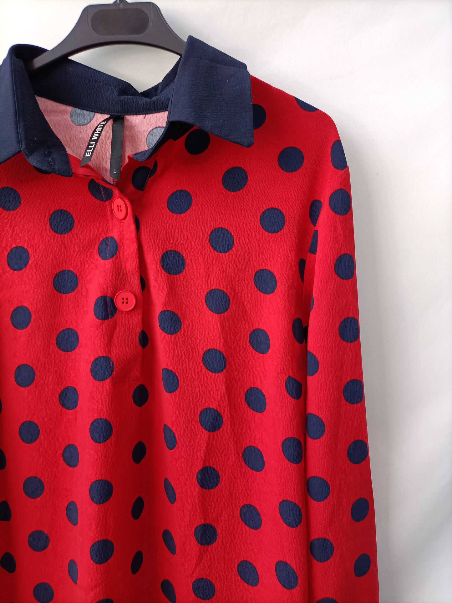 ELLI WHITE.Vestido lunares T.L