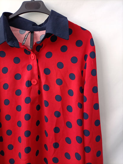 ELLI WHITE.Vestido lunares T.L