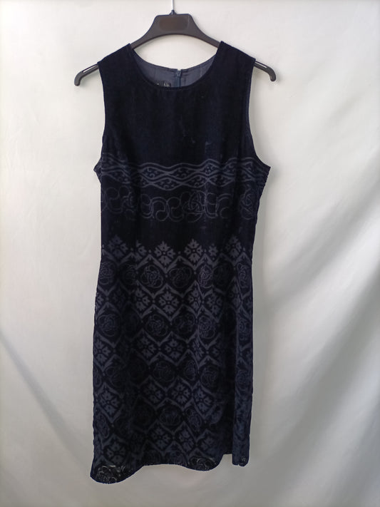 MANGO. Vestido azul terciopelo T.m