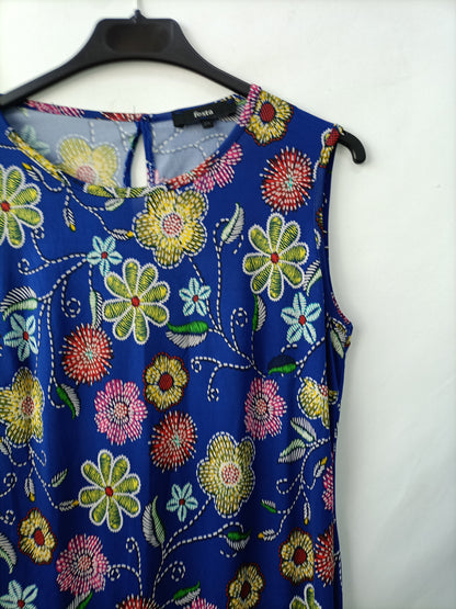 FESTA. Vestido azulón con flores T.38