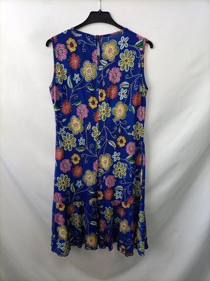 FESTA. Vestido azulón con flores T.38