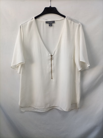 PRIMARK. White zip-up blouse, size 38