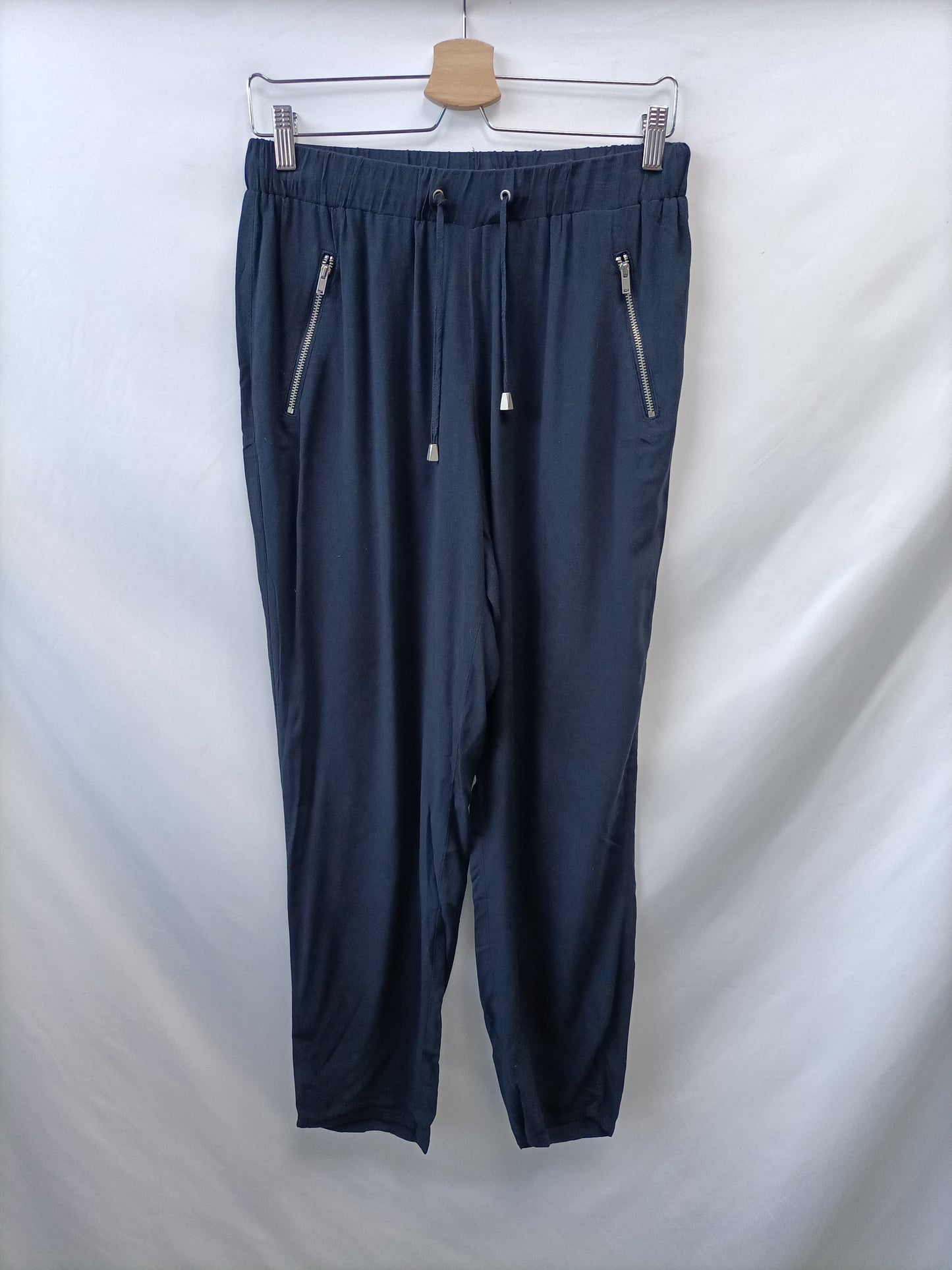 C&A. Pantalón Fluido azul T.s