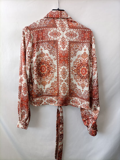 ROOD. Top blanco flores T.l