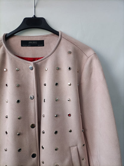 ZARA.Chaqueta antelina tachuelas T.XL