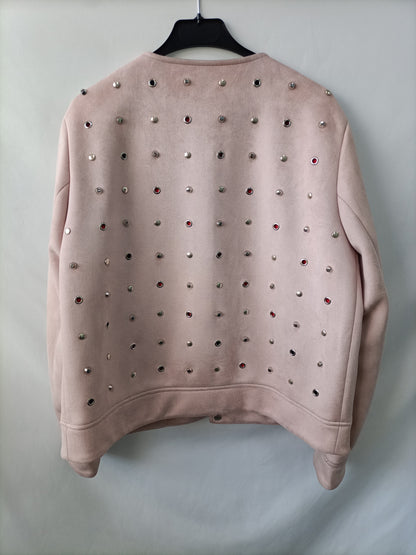 ZARA.Chaqueta antelina tachuelas T.XL