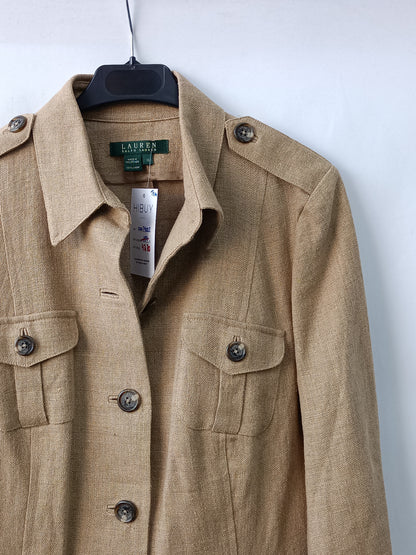 RALPH LAUREN.Sobrecamisa lino beige T.10 (38)