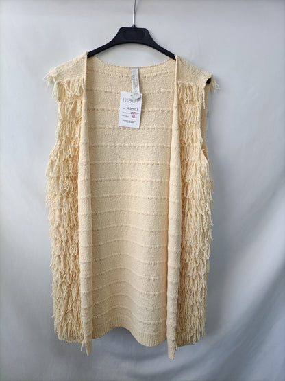 PULL&BEAR. Chaleco flecos beige T.m
