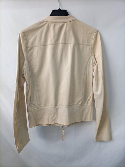PINKO. Chaqueta beige  piel T.38 (S)