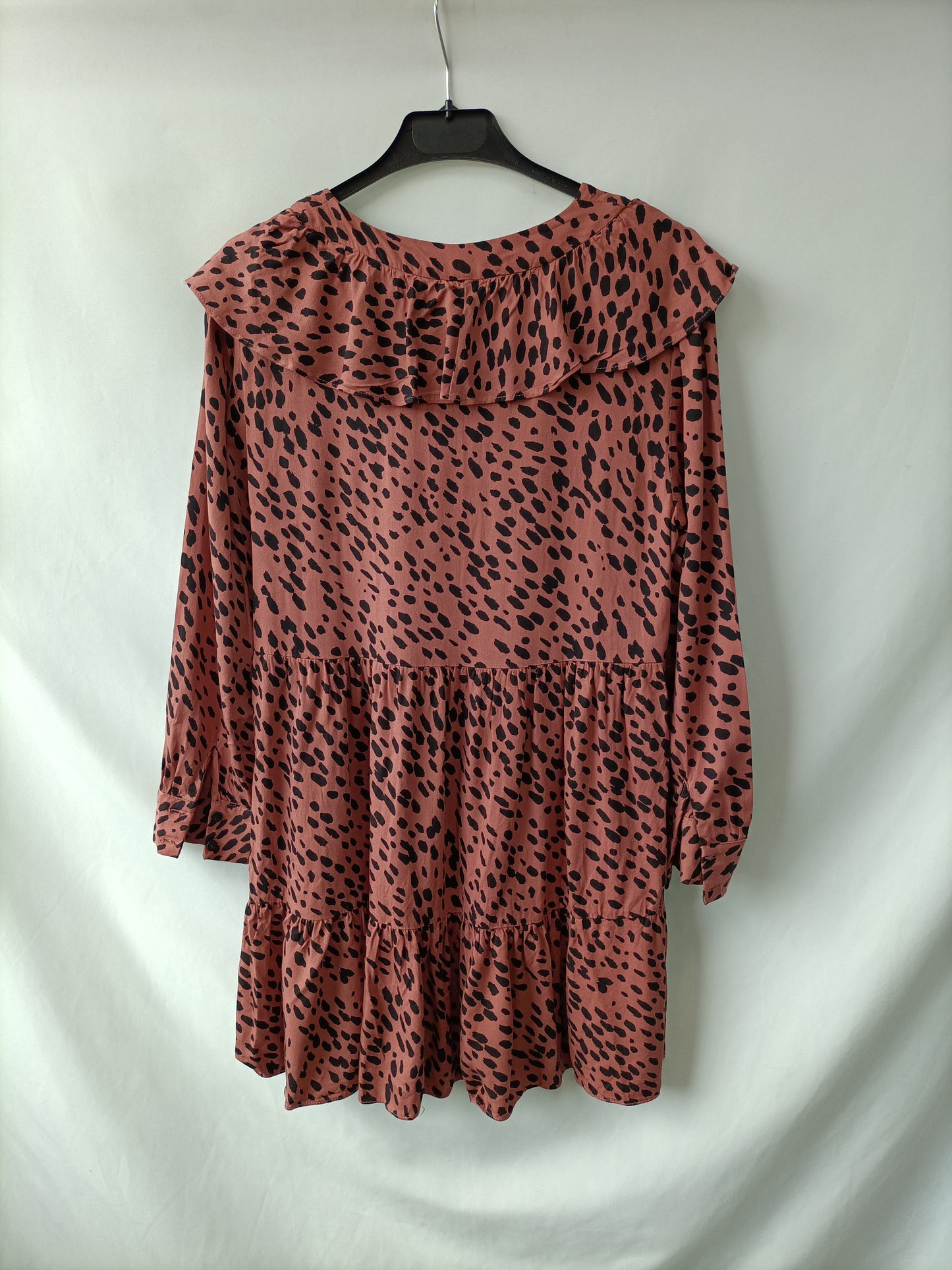 ZARA. Vestido rosa print camisero T.xs