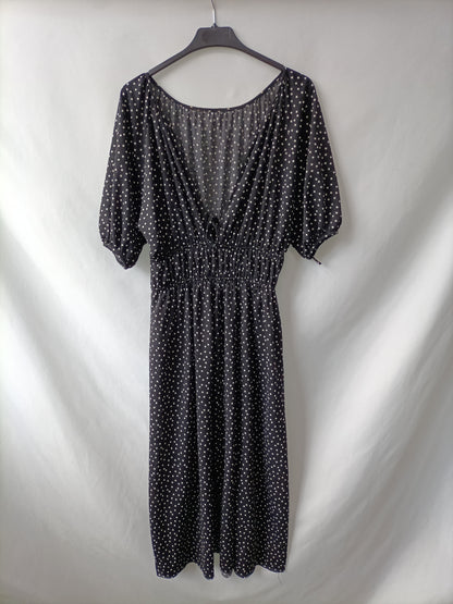 ZARA. Vestido negro lunares T.s