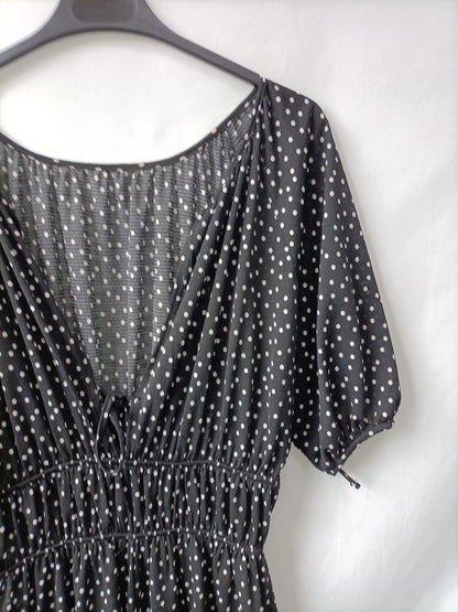 ZARA. Vestido negro lunares T.s