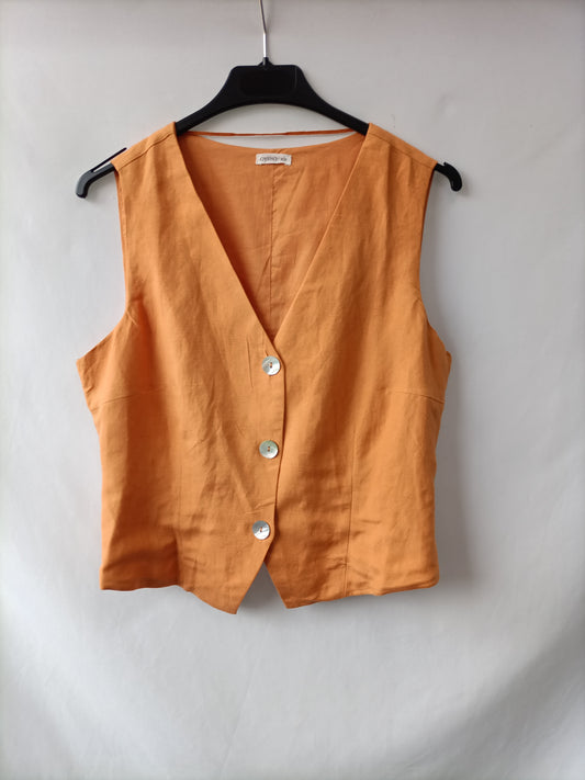 OYSHO.Top/chaleco naranja palo T.M
