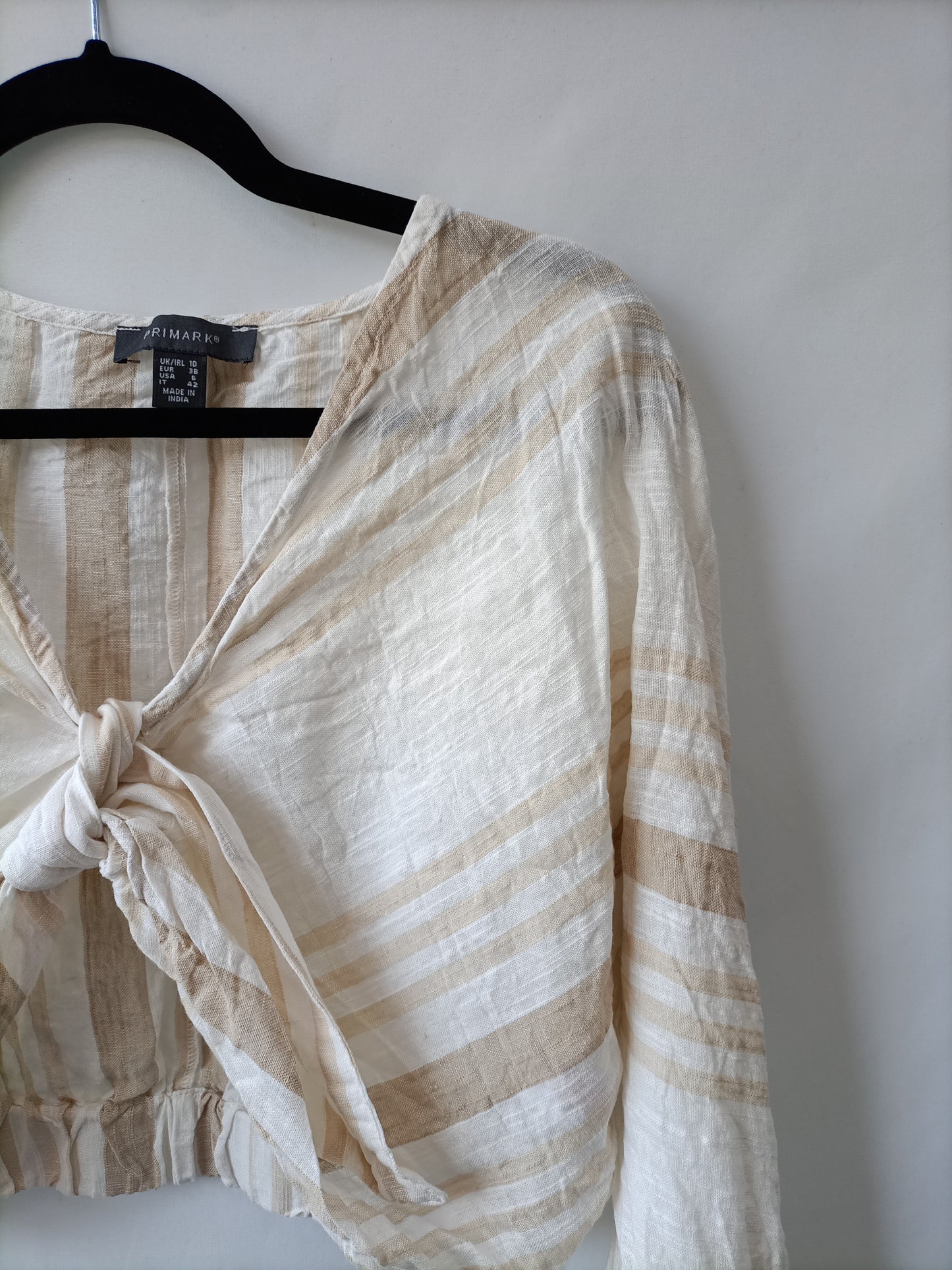 PRIMARK. Croptop rayas lino T.38