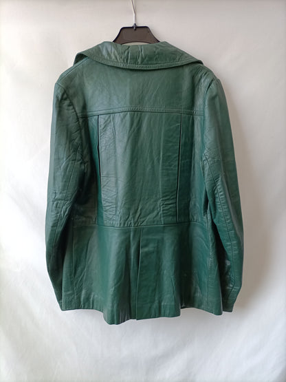 OTRAS.Chaqueta verde piel vintage (tara) T.46 (M)