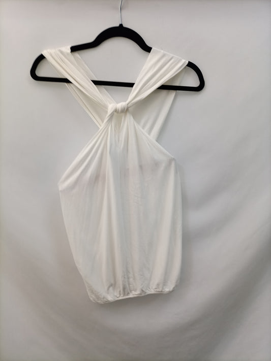 MANGO. Top blanco nudo T.m