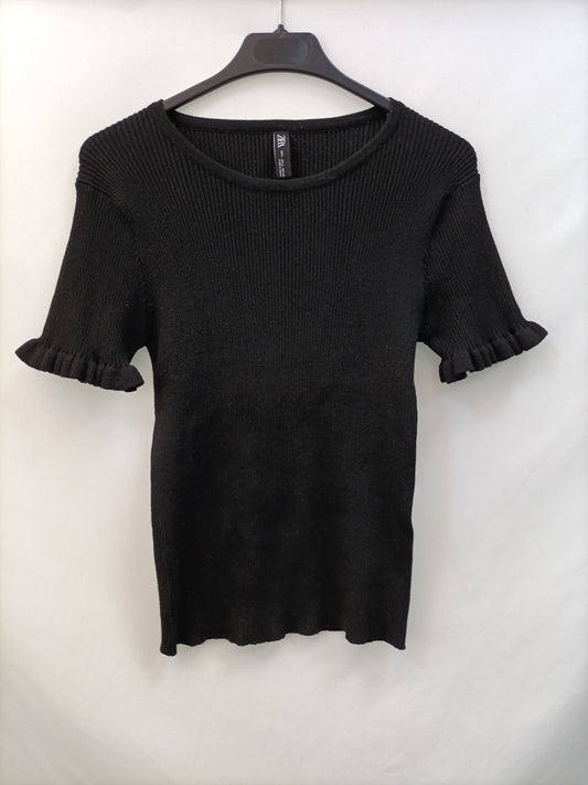 ZARA. Ribbed knit T-shirt Tl