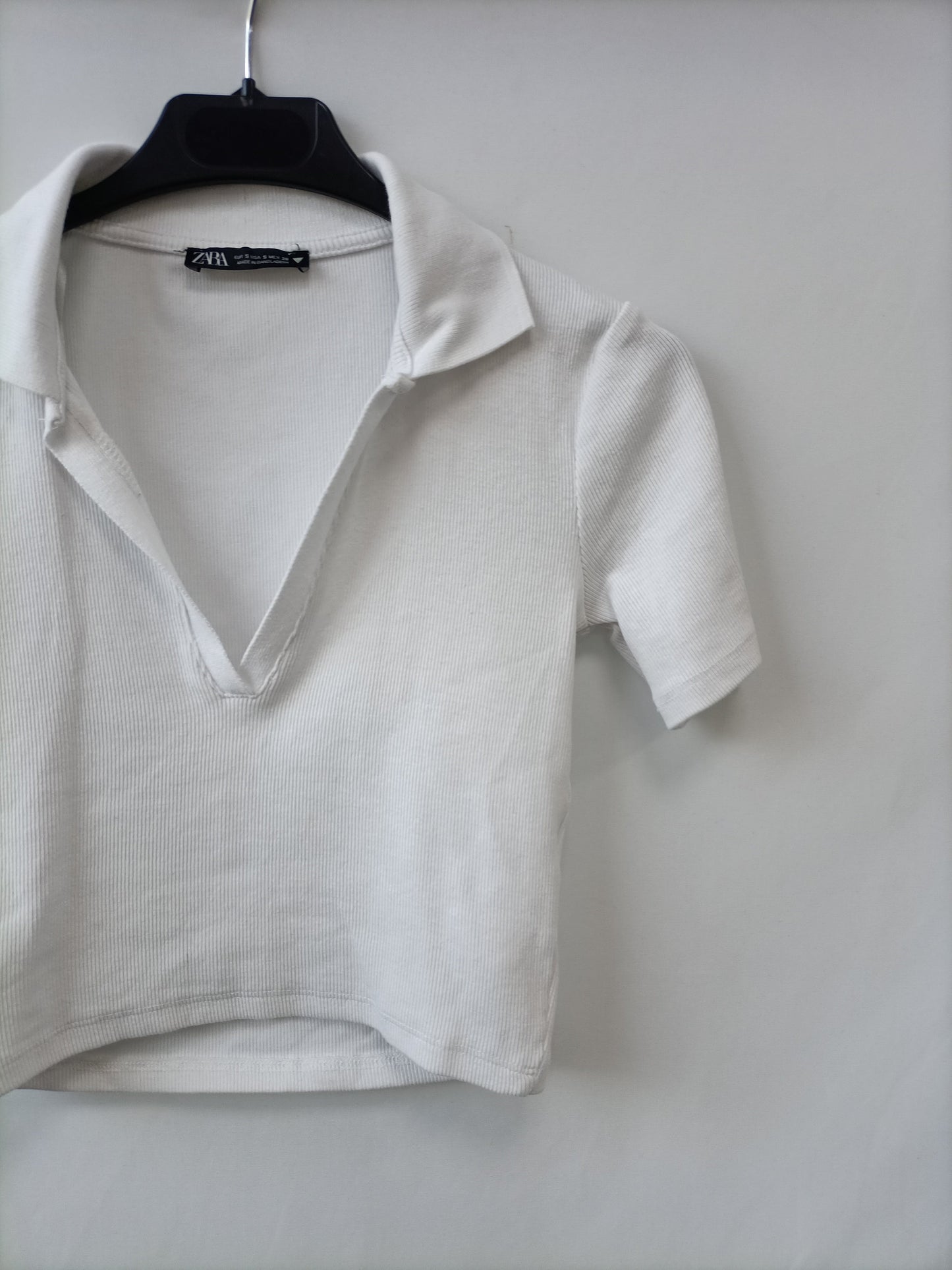 ZARA. Top polero blanco T.s
