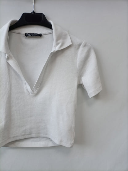ZARA. Top polero blanco T.s