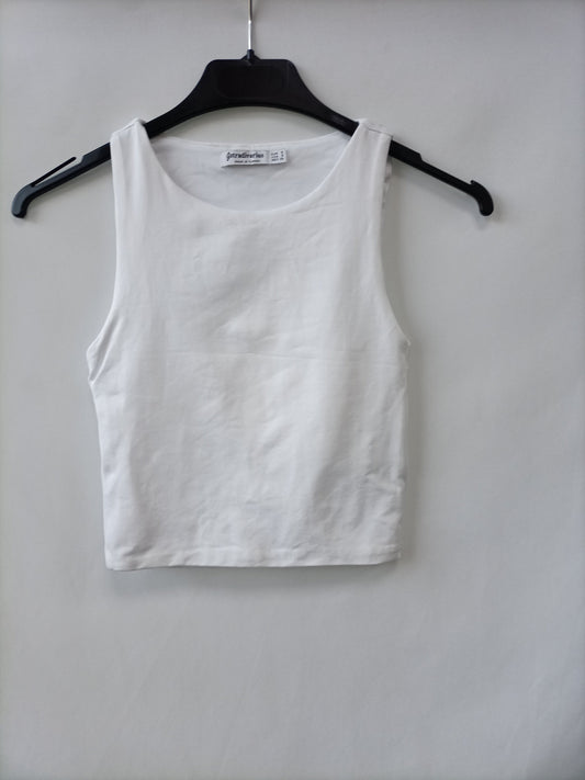 STRADIVARIUS. Top blanco licra T.s