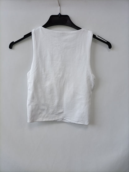 STRADIVARIUS. Top blanco licra T.s