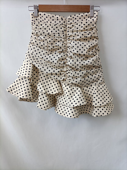 ZARA. Falda beige lunares T.xs
