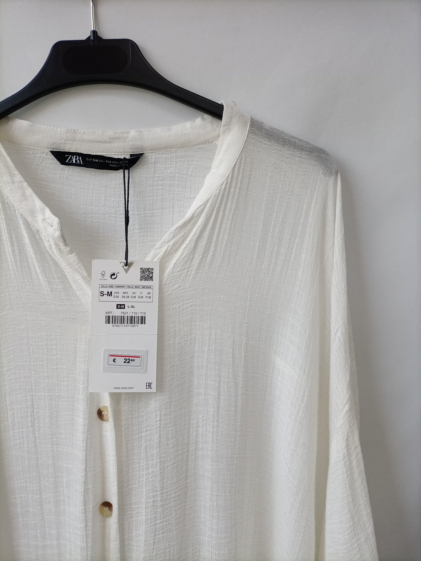 ZARA. Vestido/blusa blanca oversized T.s/m