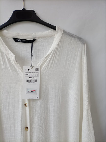 ZARA. Vestido/blusa blanca oversized T.s/m