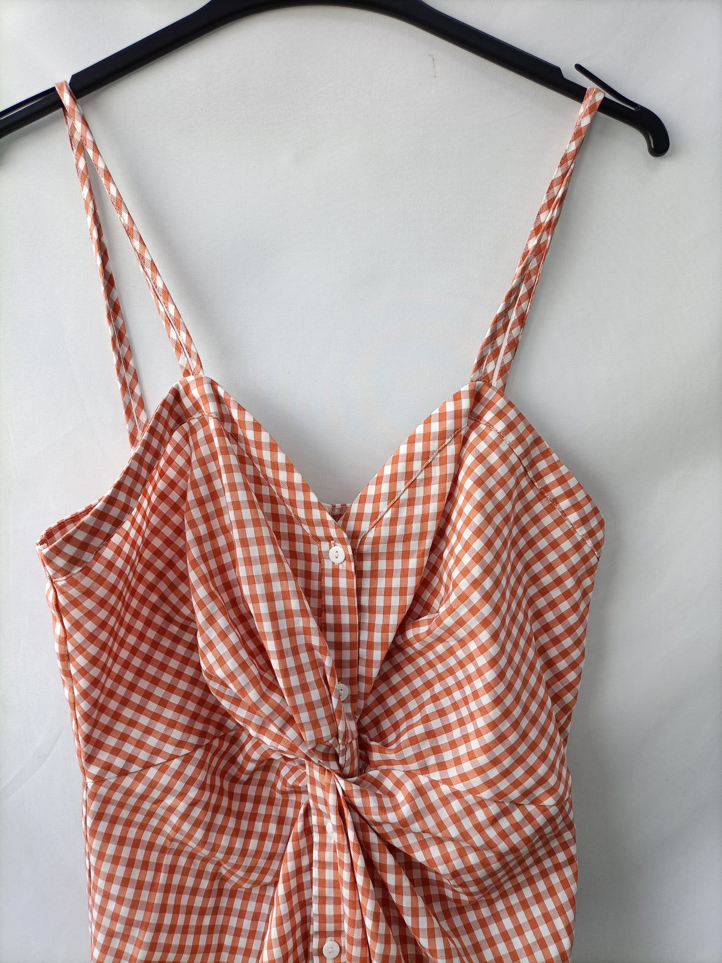 ZARA. Vestido corto cuadros vichy T.xs