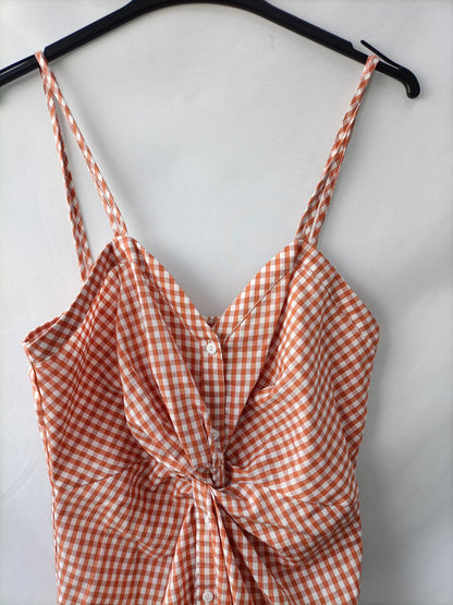 ZARA. Vestido corto cuadros vichy T.xs