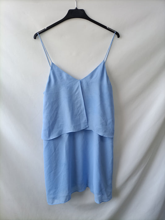 MANGO. Blue strapless dress, size M
