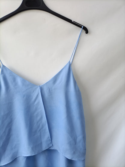 MANGO. Blue strapless dress, size M