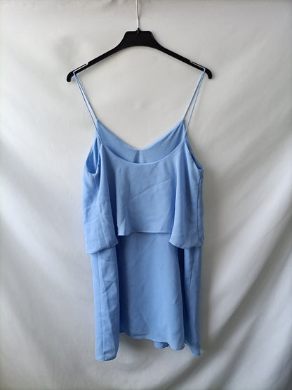 MANGO. Blue strapless dress, size M