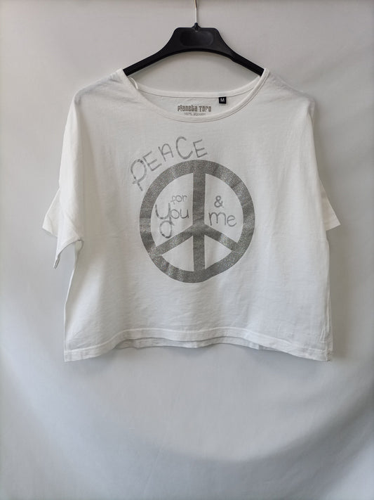 PLANETA TORO. Camiseta blanca peace T.m
