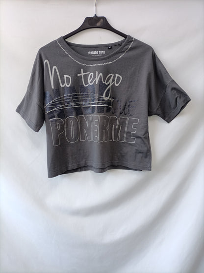 PLANETA TORO. Camiseta gris  estampado T.m