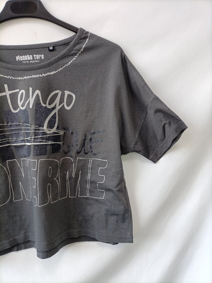 PLANETA TORO. Camiseta gris  estampado T.m