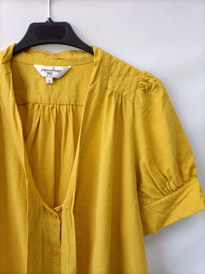 PEPA LOVES. Blusa lino mostaza T.l
