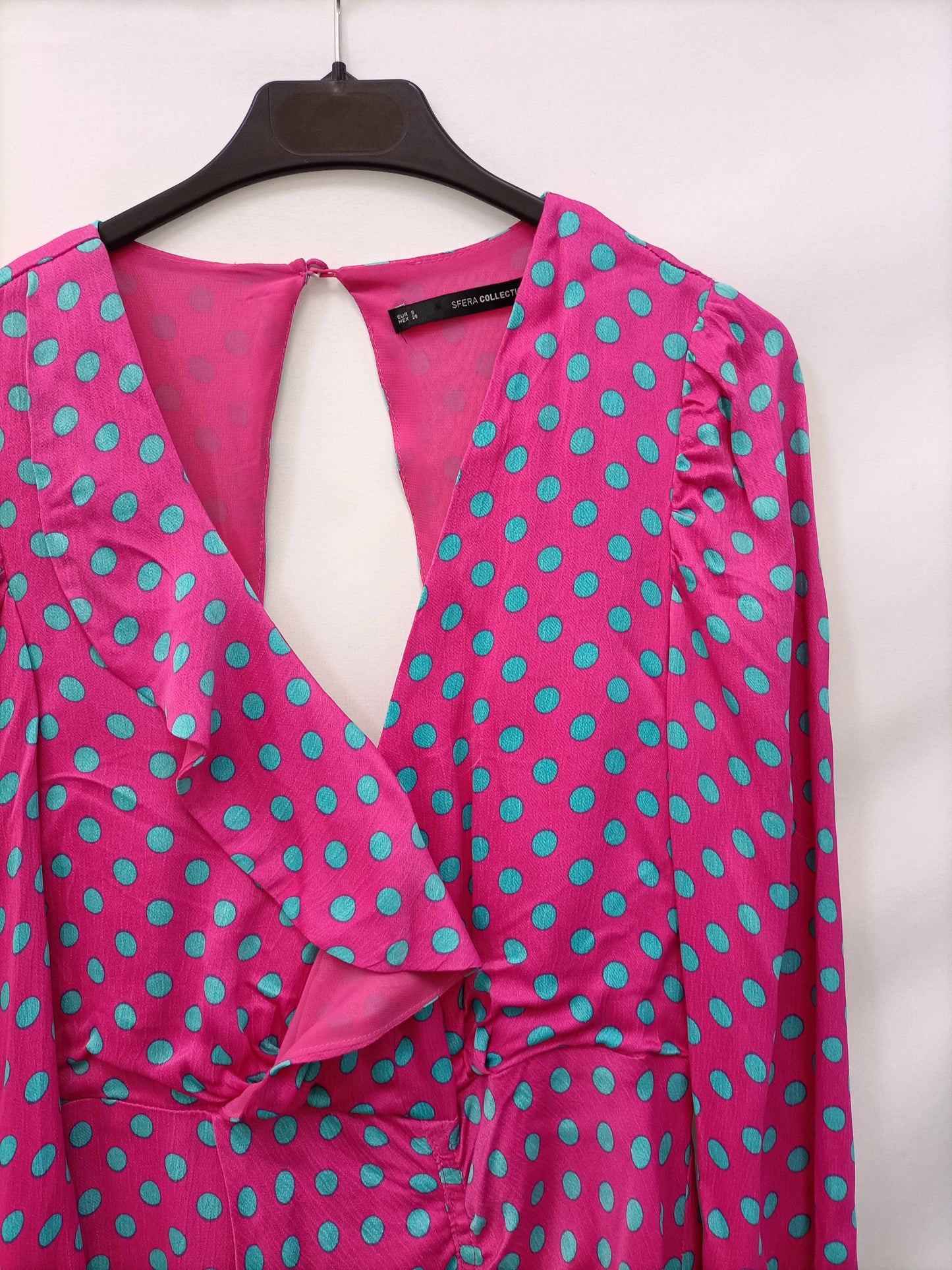 SFERA. Vestido rosa lunares T.s