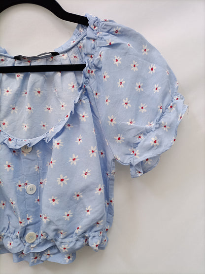 ZARA. Vestido azul Margaritas T.s